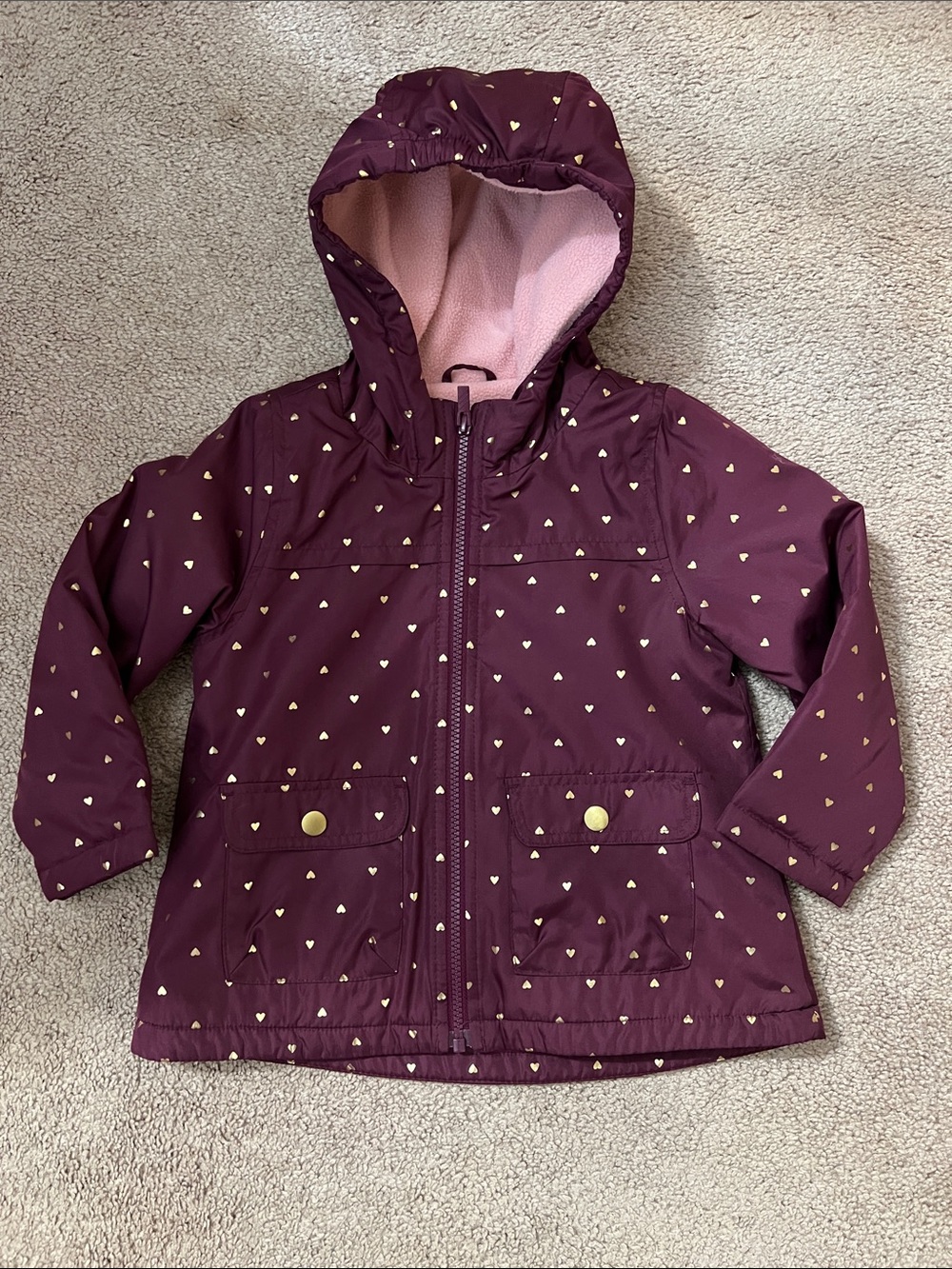 Carter’s Girls' Maroon Heart Hooded Jacket